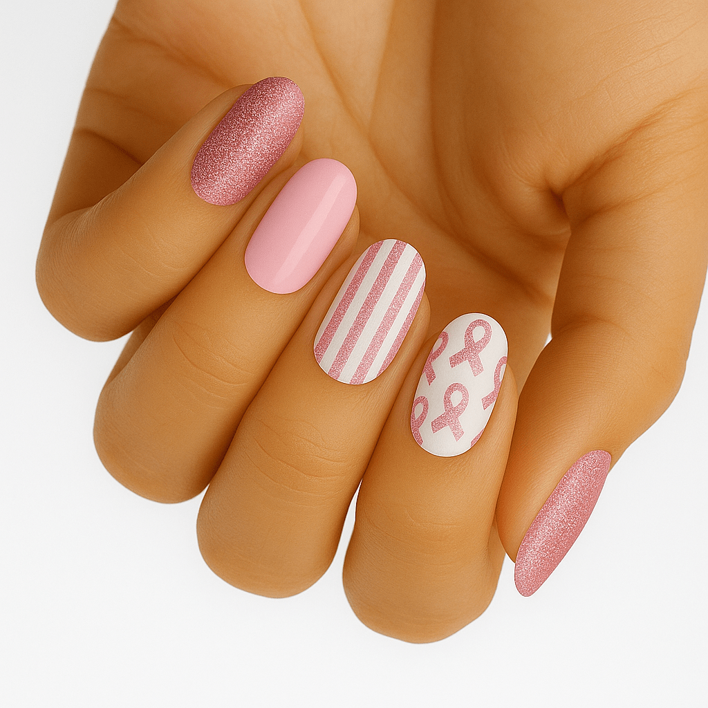 Holy Grail Nail Non-UV Nail Wraps Pink Ribbon - Light Pink (Glitter) - Holy Classics (Non-UV Nail Wraps)