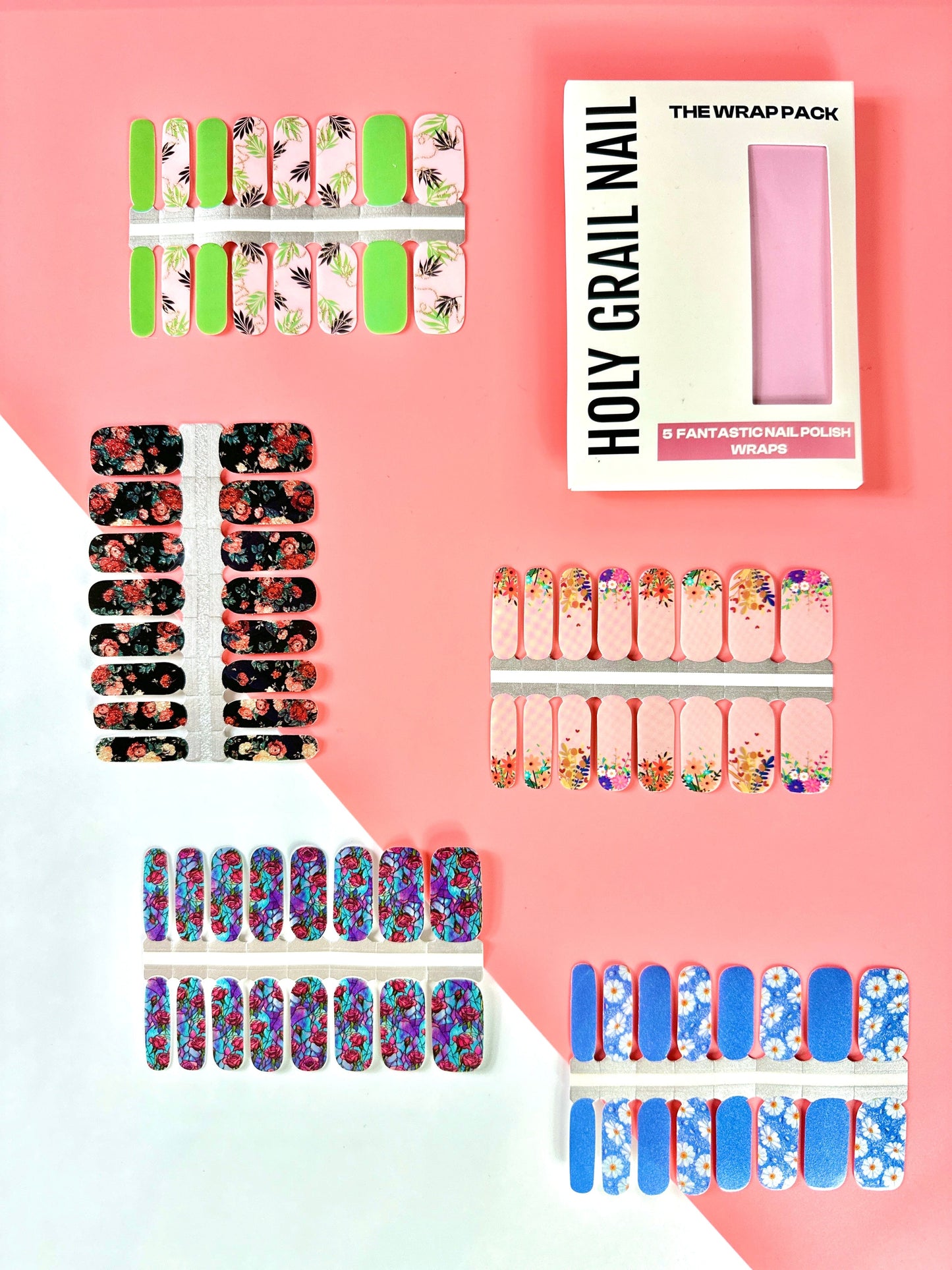 Holy Grail Nail Non-UV Nail Wraps The Flora Pack