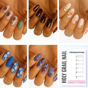 Mixed floral nail wrap designs including botanical patterns and nature motifs multipack