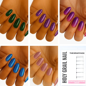 Glitter nail wraps multipack in emerald green, purple, magenta, blue and rose gold metallic finishes