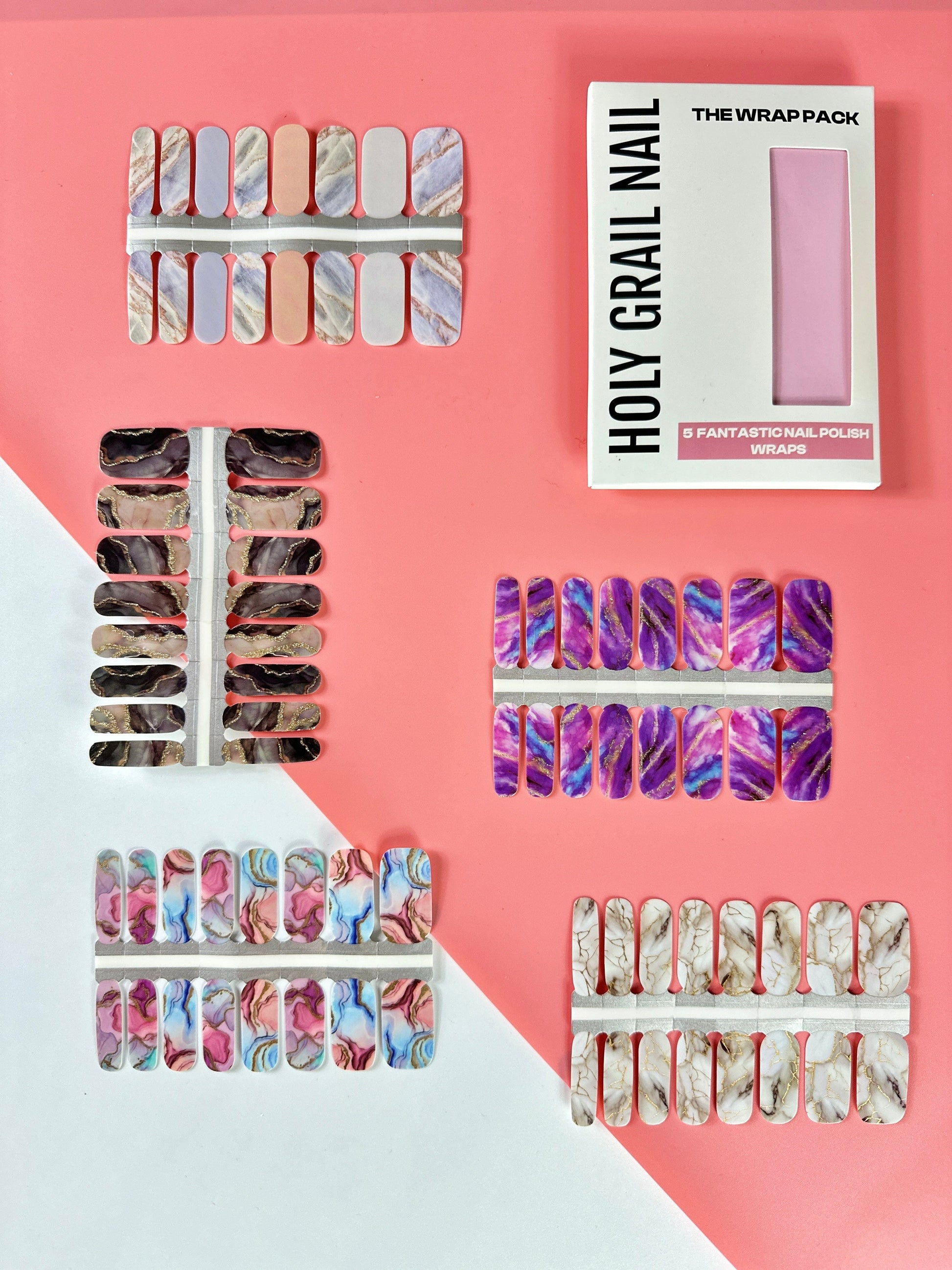 Holy Grail Nail Non-UV Nail Wraps The Marble Pack