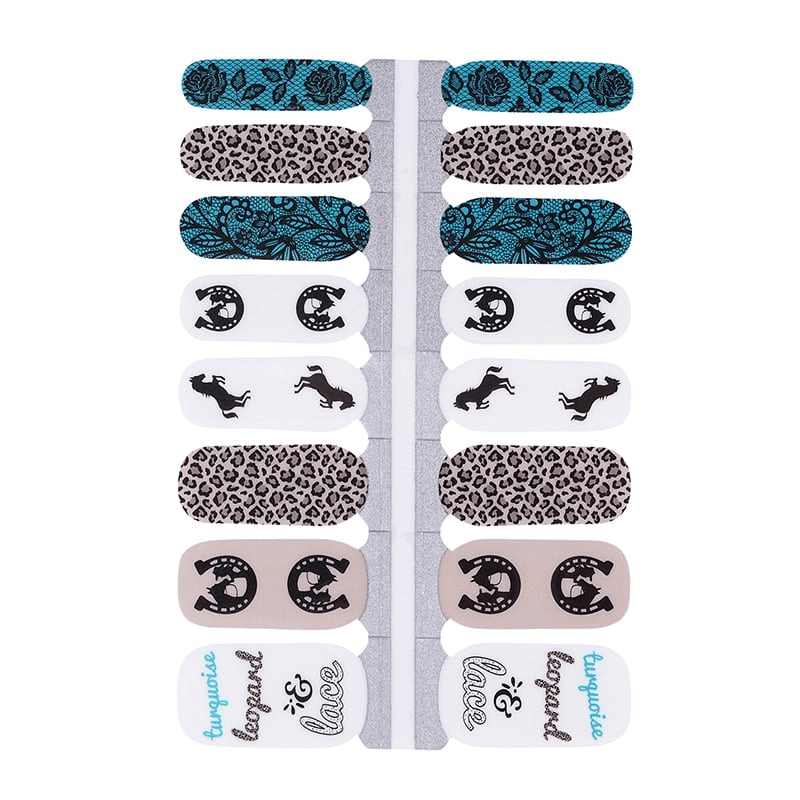 Holy Grail Nail Non-UV Nail Wraps Turquoise Leopard and Lace - Holy Classics (Non-UV Nail Wraps)