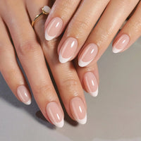 Classic Almond French Mani - Soft Gel Press Ons (Short Almond)