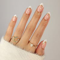 Gold Trim French Mani - Soft Gel Press Ons (Short Almond)