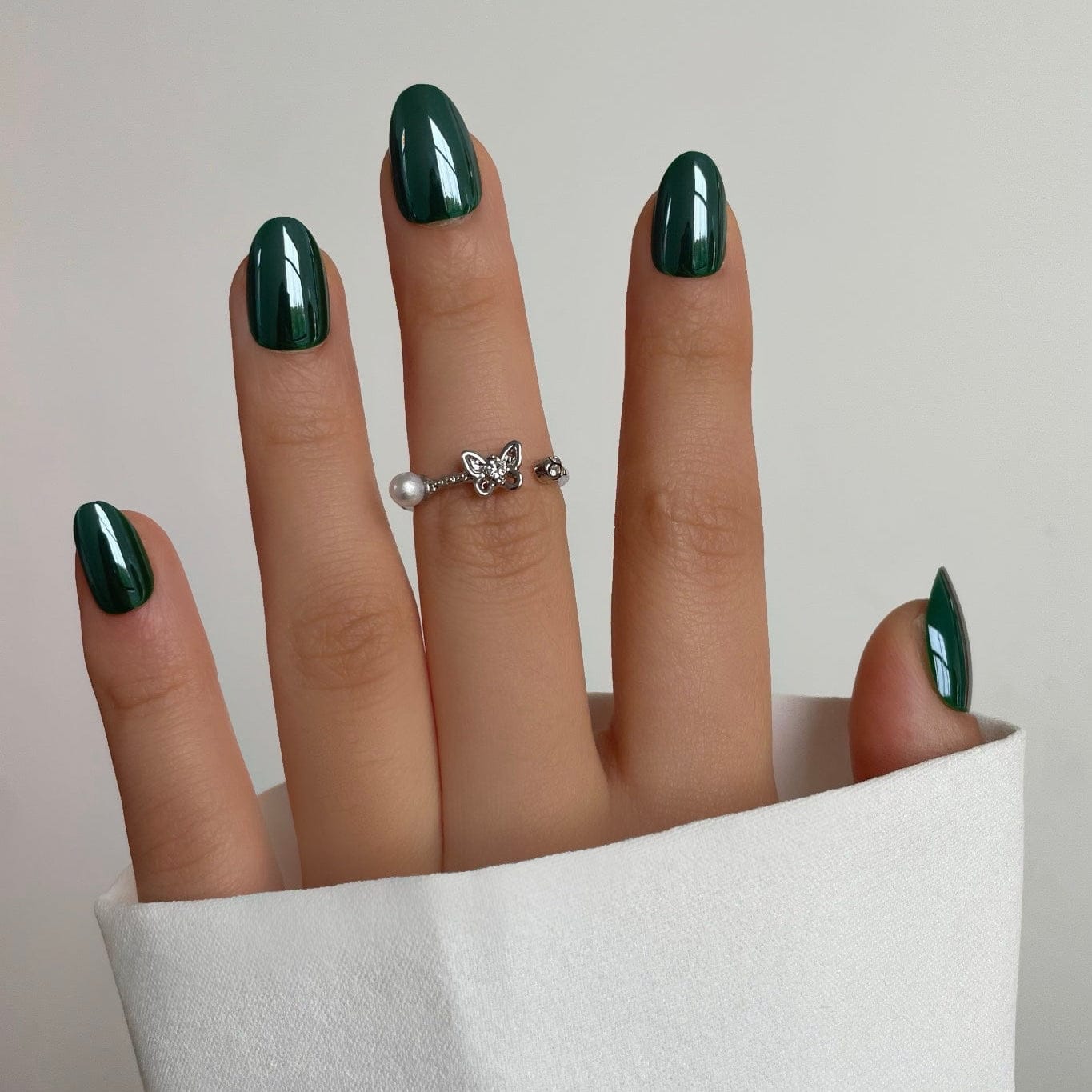 Holy Grail Nail press on Racing Green (Glazed) - Soft Gel Press Ons (Short Oval)