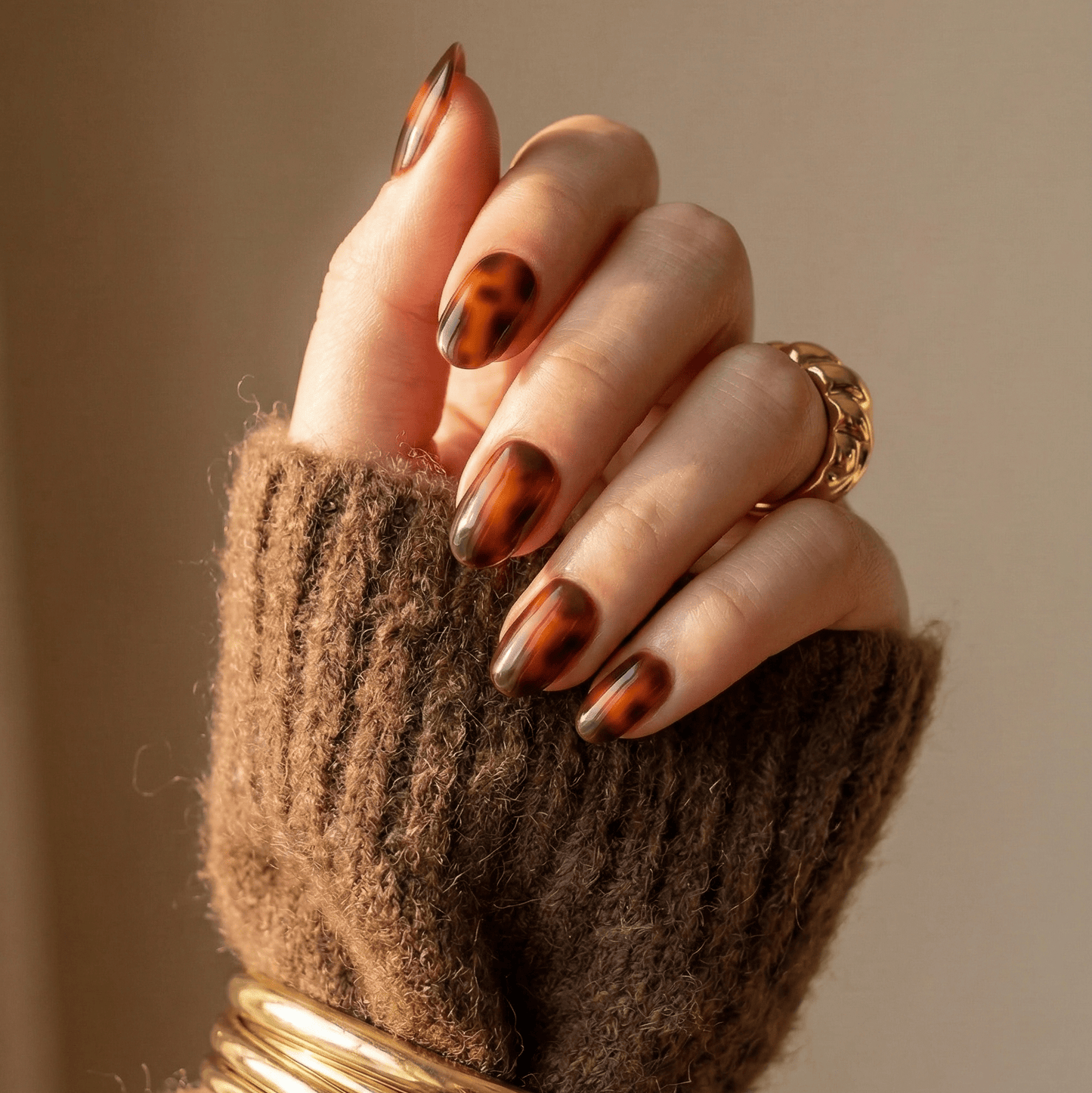 Holy Grail Nail press on Tortoiseshell - Soft Gel Press Ons (Short Oval)