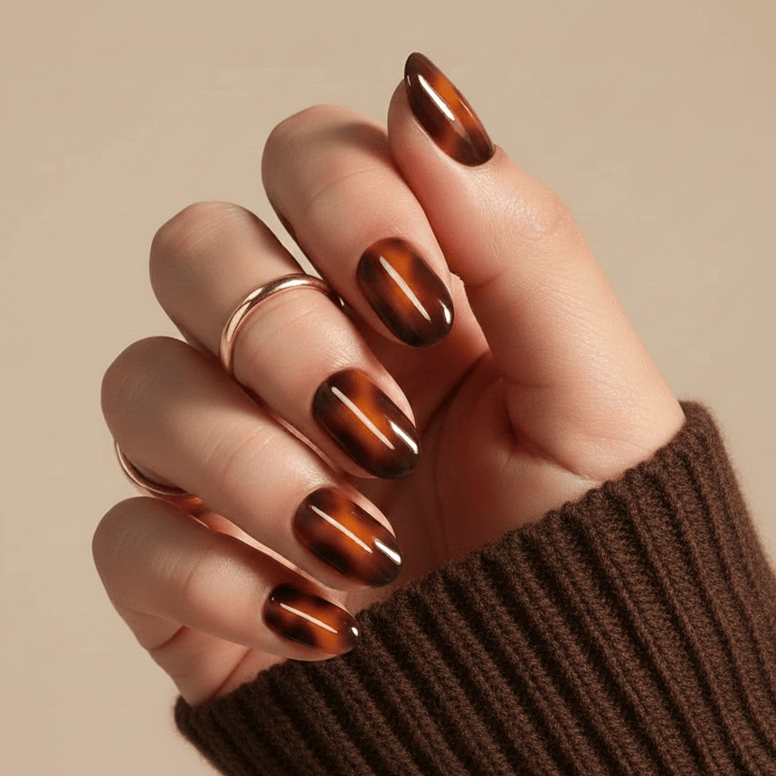 Holy Grail Nail press on Tortoiseshell - Soft Gel Press Ons (Short Oval)