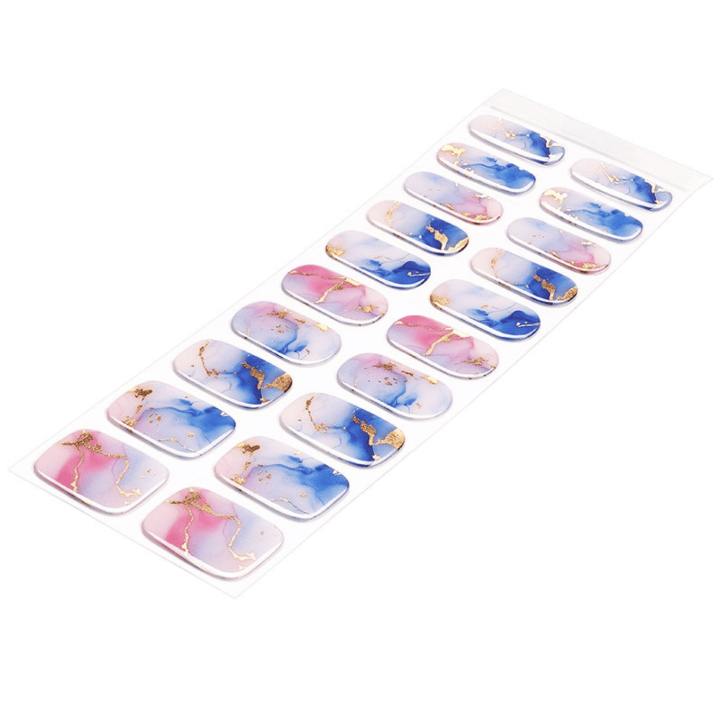 Blue pink marble gel nail wraps sheet watercolour abstract stone design