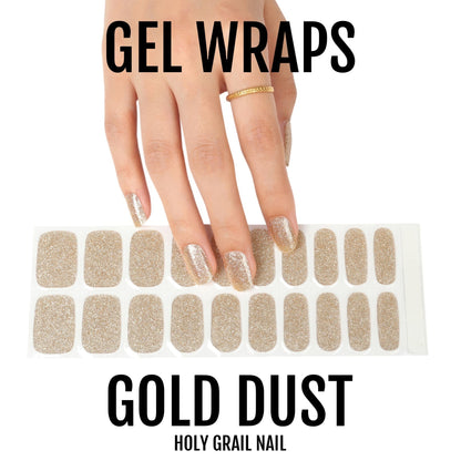 Holy Grail Nail Semi-Cured Gels Gold Dust - Gels, Champagne Glitter Gel, Hello Nails