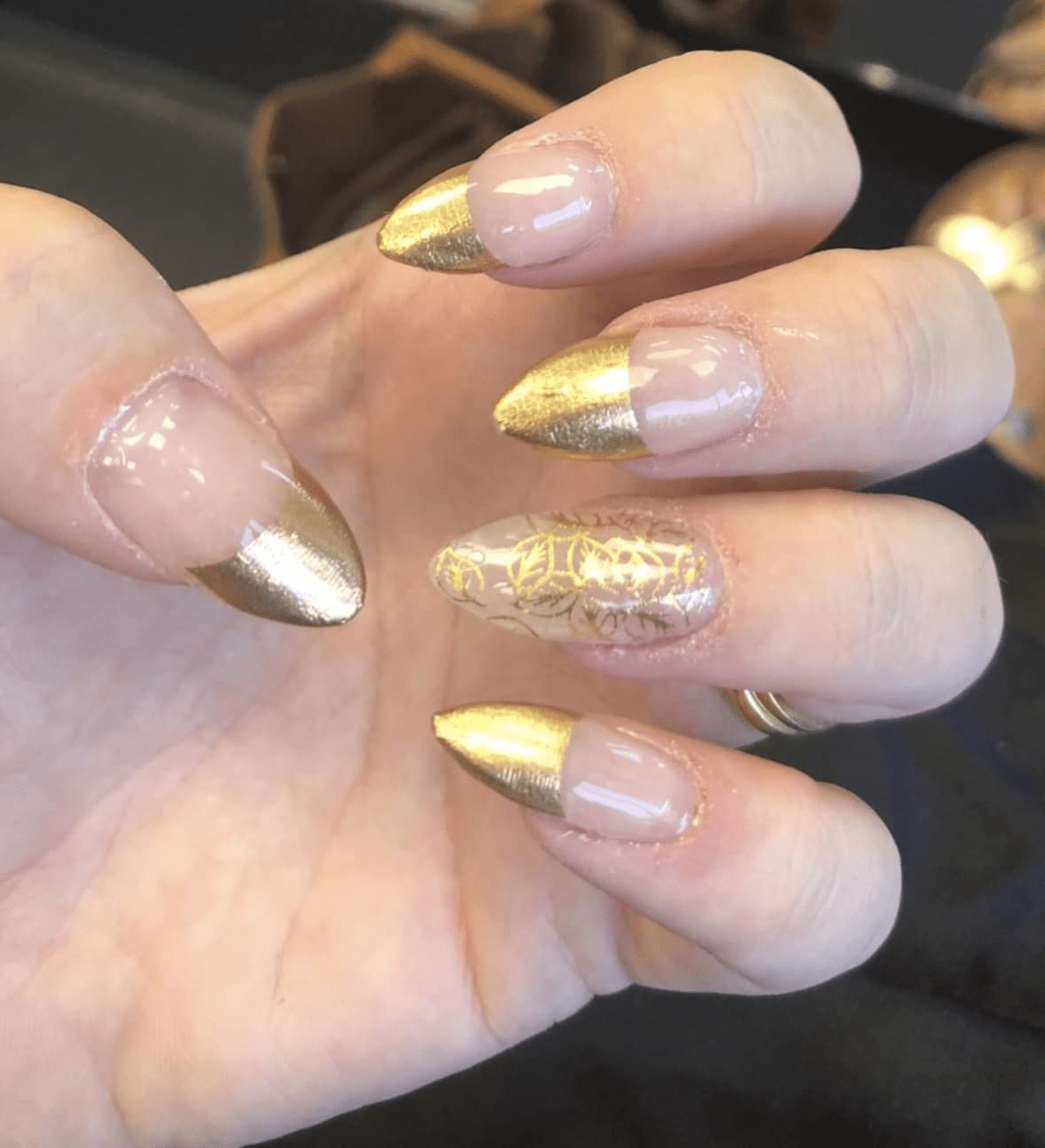 Gold Leaf French Mani (Part Transparent)- Holy Classics (Non-UV Nail Wraps)